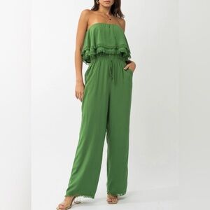 Gilli, green strapless jumpsuit. Worn once! Size L